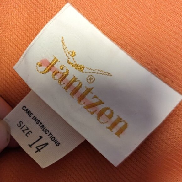 Vintage Jantzen Button Smock Shirt Jacket Groovy 70’s Orange Polyester - Picture 3 of 4